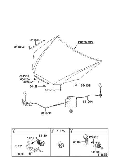 2013 Hyundai Elantra GT  Lifter-Hood Diagram for 811612M000
