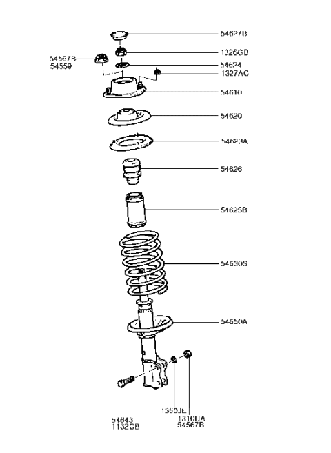 2019 Hyundai Veloster  Strut Assembly Diagram for 5465024110