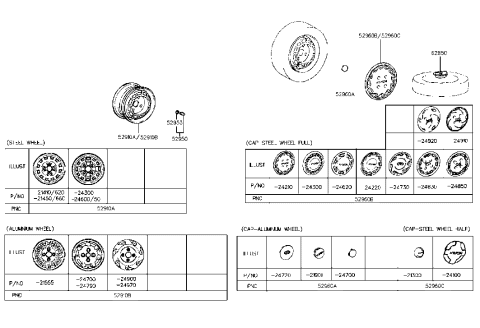2020 Hyundai Veloster  Steel Wheel Assembly Diagram for 5291024510
