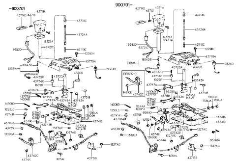 2020 Hyundai Veloster  Automatic Transmission Lever Cable Assembly Diagram for 4376024701