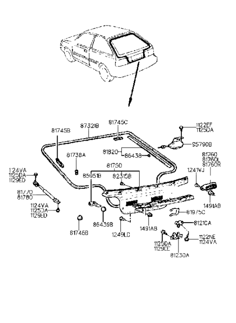 2015 Hyundai Veloster  Panel Assembly-Tail Gate Trim Diagram for 8175024210FD