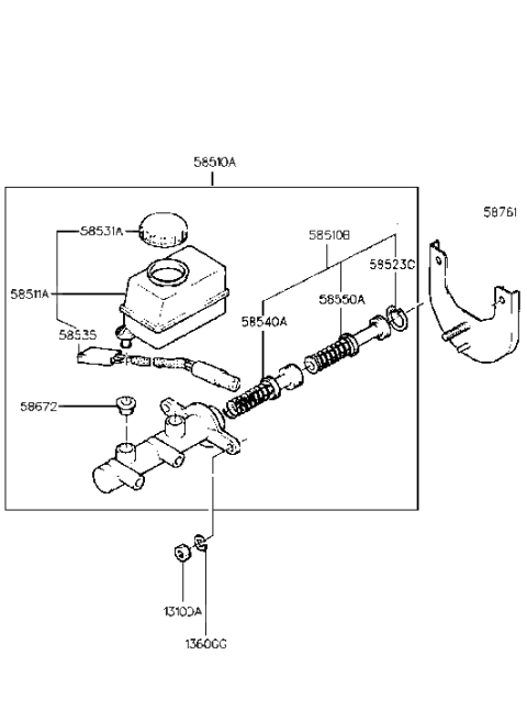 2020 Hyundai Veloster  Cylinder Assembly-Brake Master Diagram for 5851024001