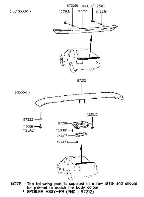 2017 Hyundai Veloster  Rear Spoiler Assembly Diagram for 8721124100