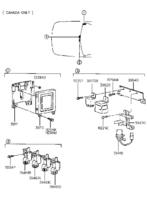 2016 Hyundai Veloster  Exhaust Gas Recirculation Solenoid Valve Diagram for 3946132610