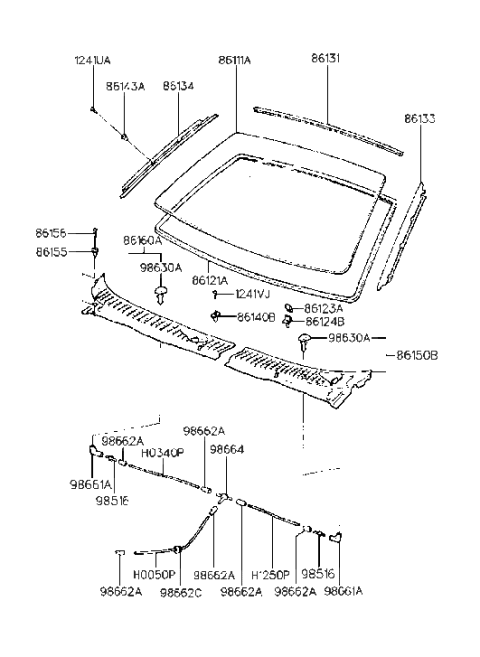 2016 Hyundai Veloster  Moulding-Windshield, Upper Diagram for 8613124000