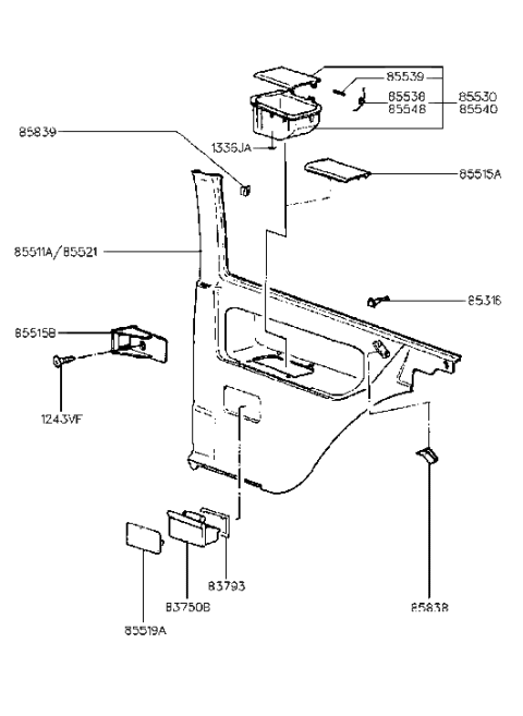 2020 Hyundai Veloster  Trim-Quarter Inner, LH Diagram for 8551124250FD