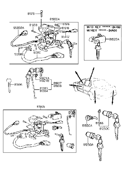 2015 Hyundai Veloster  Front Door Lock Rod, Right Diagram for 8138424000
