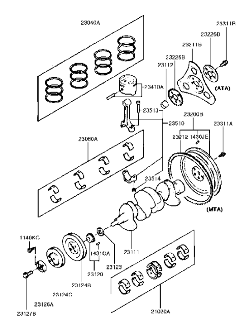 2017 Hyundai Veloster FLYWHEEL Assembly Diagram for 2320021000