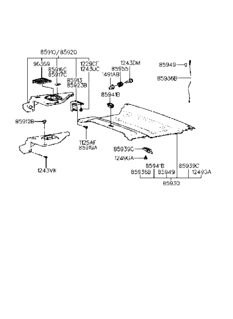 2017 Hyundai Veloster  Trim Assembly-Cover Shelf Side LH Diagram for 8591024200FD
