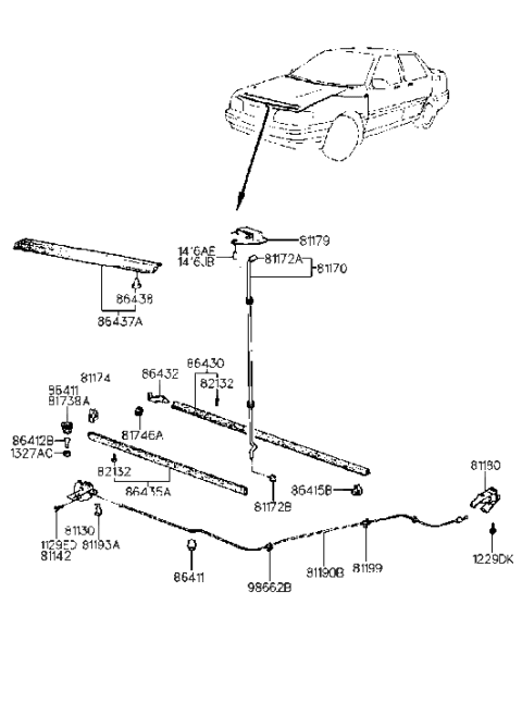 2016 Hyundai Veloster  Strip Assembly-Hood Seal Diagram for 8643524000