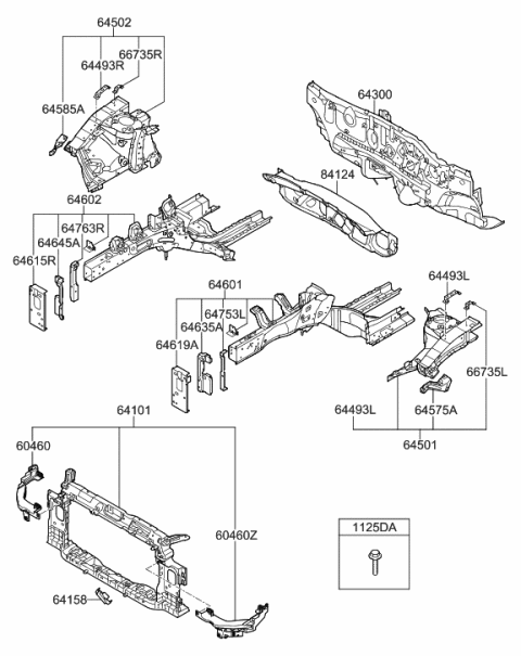 2013 Hyundai Elantra  Carrier Assembly-Front End Module Diagram for 641013X000