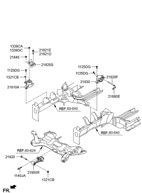 2014 Hyundai Elantra Engine Mounting Bracket Assembly Diagram for 218103X000