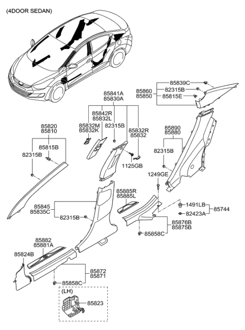 2015 Hyundai Elantra Cover-Srs Logo, LH Diagram for 858323X000TX