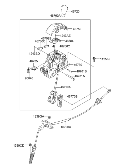 2014 Hyundai Elantra  Lever Assembly-Engaging Diagram for 467343X100