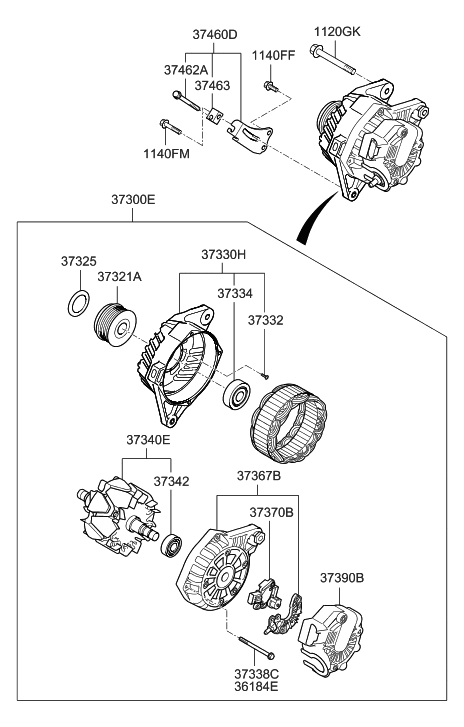 2015 Hyundai Elantra  Cover Diagram for 373902E200