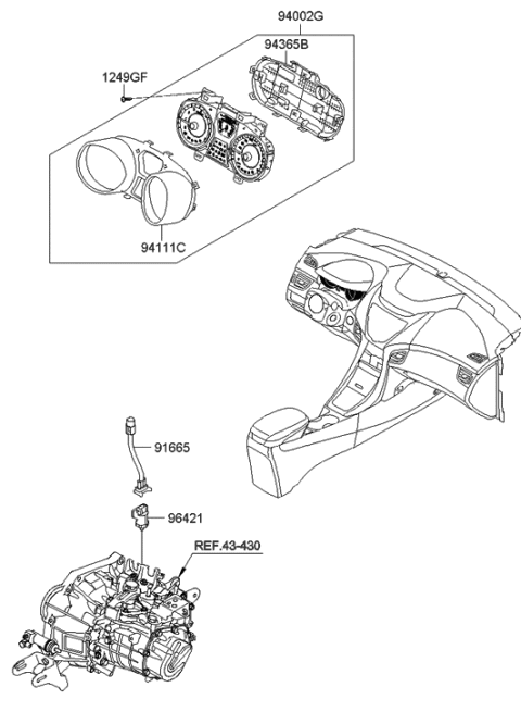 2014 Hyundai Elantra Glass & Bezel Assembly-Cluster Diagram for 943603X000