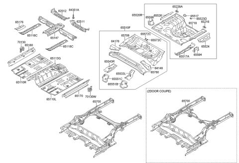 2014 Hyundai Elantra Gusset-Center Floor Front, LH Diagram for 652163X000
