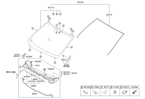 2013 Hyundai Elantra  Retainer-Cowl Top Cover Mounting Diagram for 861553X100