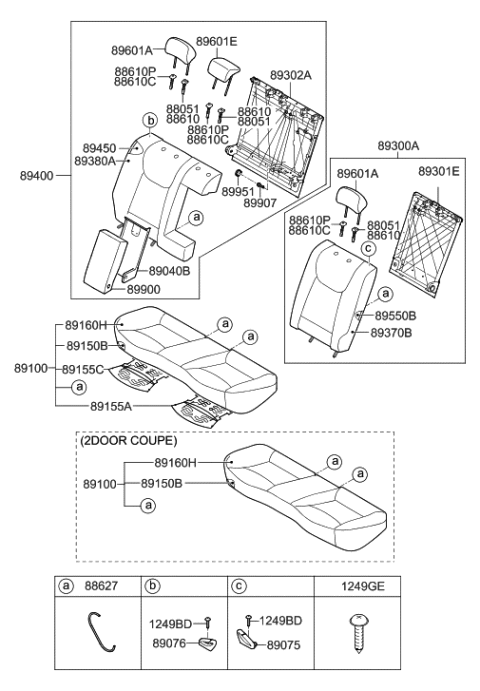 2013 Hyundai Elantra Back Assembly-Rear Seat RH Diagram for 894003X331MBR