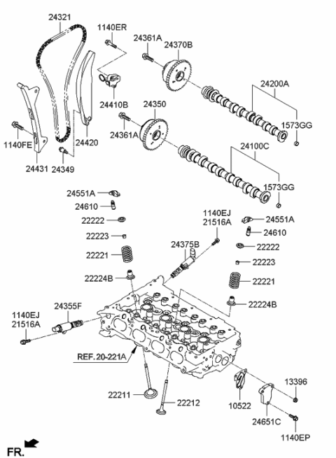 2015 Hyundai Elantra Oil Flow Control Valve-Int Diagram for 243552E000