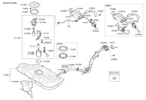 2015 Hyundai Elantra  Tank Assembly-Fuel Diagram for 311503X500