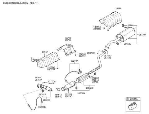2014 Hyundai Elantra  Panel-Heat Protector, Rear Diagram for 287953X000
