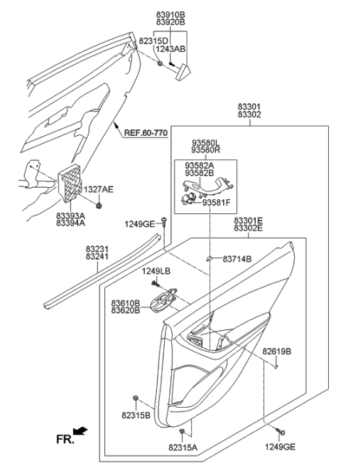 2013 Hyundai Elantra  Rear Interior Door Handle Assembly, Left Diagram for 836103X110HZ