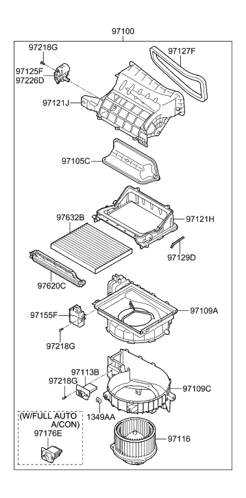 2015 Hyundai Elantra  Case-Blower, Lower Diagram for 971123X000