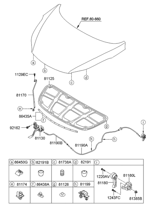 2013 Hyundai Elantra  Pad-Hood Insulating Diagram for 811253X000
