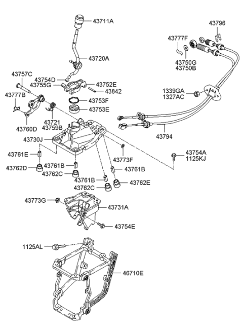 2021 Hyundai Accent  Lever Assembly-Select Diagram for 437602E000