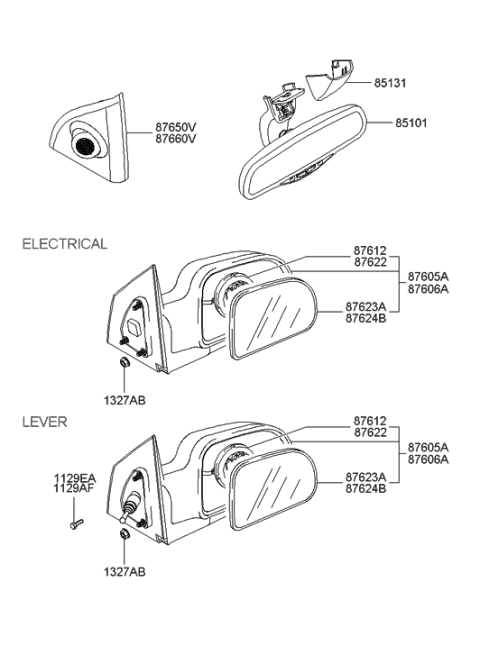 2021 Hyundai Accent  Mirror Assembly-Outside Rear View, RH Diagram for 876202E420CA