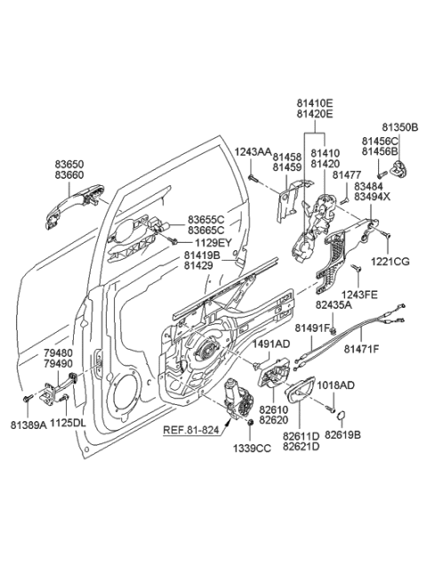 2022 Hyundai Genesis G70 Interior Door Handle Assembly, Left Diagram for 826102E000DD