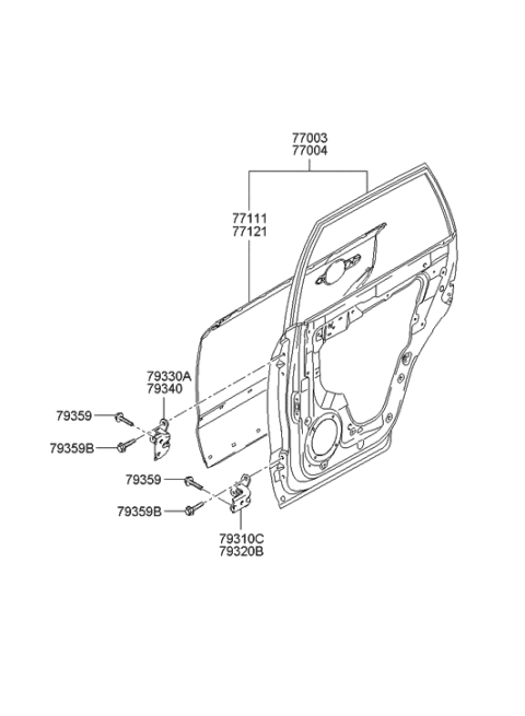 2013 Hyundai Santa Fe Sport Panel-Rear Door Outer, RH Diagram for 771212E010