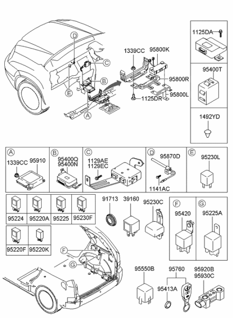 2021 Hyundai Accent  Module Assembly-ETACS & Receiver Diagram for 954002E120