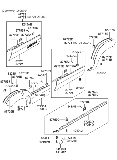 2013 Hyundai Santa Fe Sport  Garnish-Front Door Side, LH Diagram for 877232E000