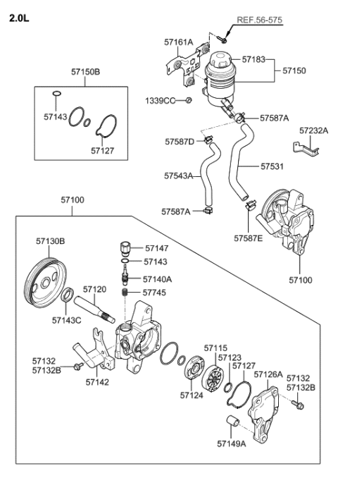 2021 Hyundai Accent Pump Assembly-Power Steering Oil Diagram for 571002E000