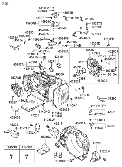2013 Hyundai Santa Fe Sport  Bracket-Automatic Transaxle Diagram for 9138638000