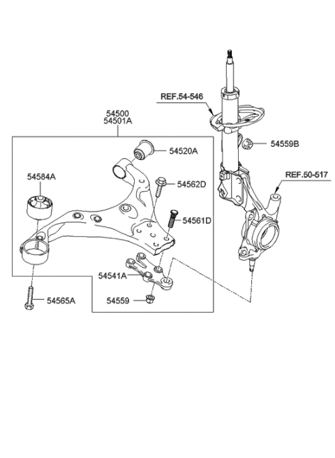 2013 Hyundai Santa Fe Sport  Bush-Lower Arm, Rear Diagram for 545512E000