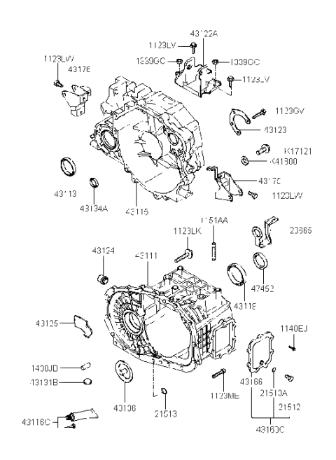2022 Hyundai Genesis G70  Case-Manual Transmission Diagram for 4311139500