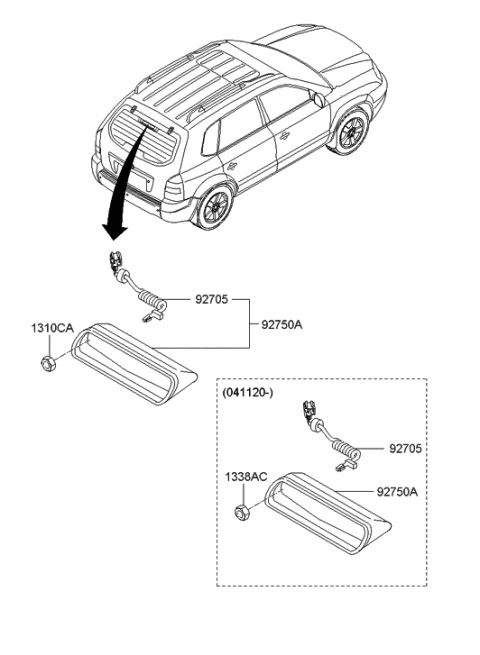 2021 Hyundai Accent Lamp Assembly-High Mounted Stop Diagram for 927002E050