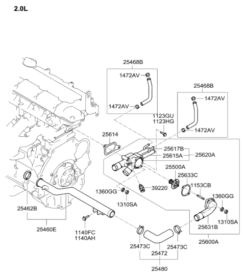 2022 Hyundai Genesis G70  Control Assembly-Coolant Temperature Diagram for 2560023650