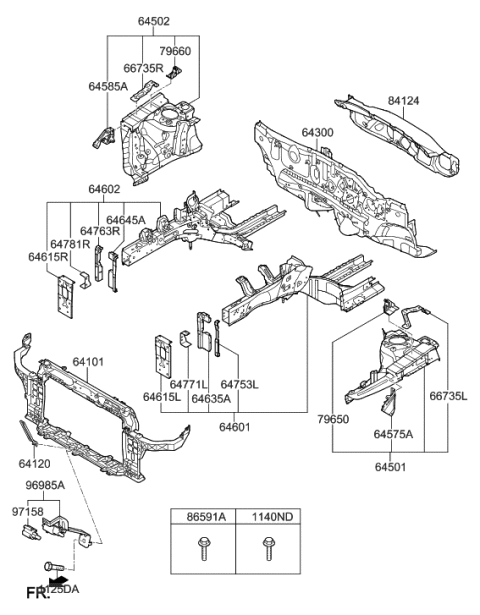 2017 Hyundai Santa Fe Sport  Bracket Assembly-Fender Rear Upper Mounting Diagram for 645752V010