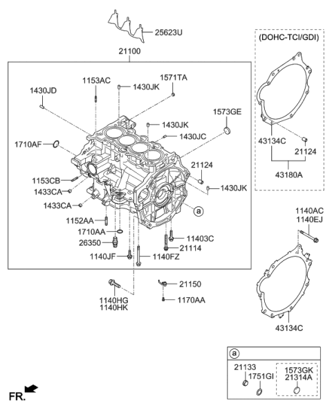2017 Hyundai Santa Fe Sport  Block Assembly-Cylinder Diagram for 211002B701