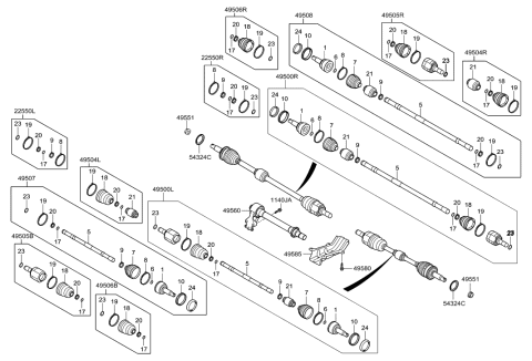 2019 Hyundai Santa Fe XL  Shaft Assembly-Drive, LH Diagram for 495002V000