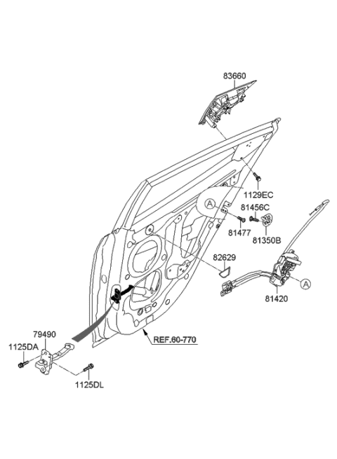 2017 Hyundai Santa Fe Sport  Checker Assembly-Rear Door, RH Diagram for 794902V000