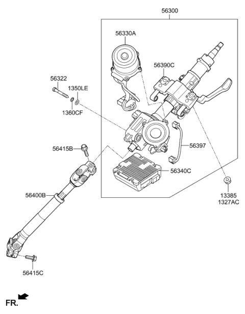 2018 Hyundai Santa Fe Sport Joint Assembly-Steering Diagram for 564002V001