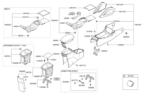 2019 Hyundai Santa Fe XL Console Assembly , RH Diagram for 846302V000RY