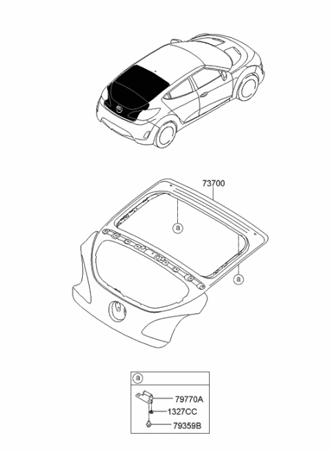 2016 Hyundai Santa Fe Sport  Hinge Assembly-Tail Gate Diagram for 797702V000