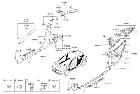 2017 Hyundai Santa Fe Sport  Trim Assembly-Quarter Inner LH Diagram for 855102V100RY