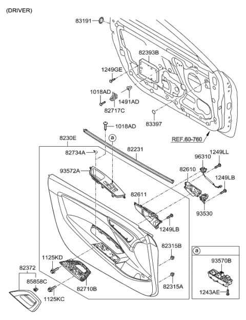 2018 Hyundai Santa Fe Sport  Support-Front Door Pull Handle Mounting Diagram for 827172V000